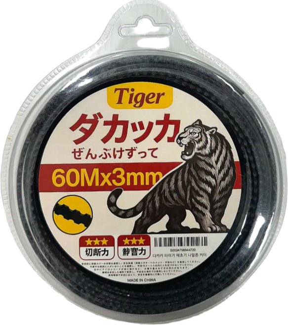 다카카 타이거 예초기 나일론 커터 톱날형 안전 줄날 60M x 3mm, 1개
