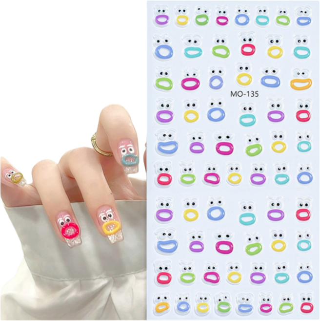 금강다이아 큰입 몬스터 셀프 젤네일 스티커 3세트, mo, 3개