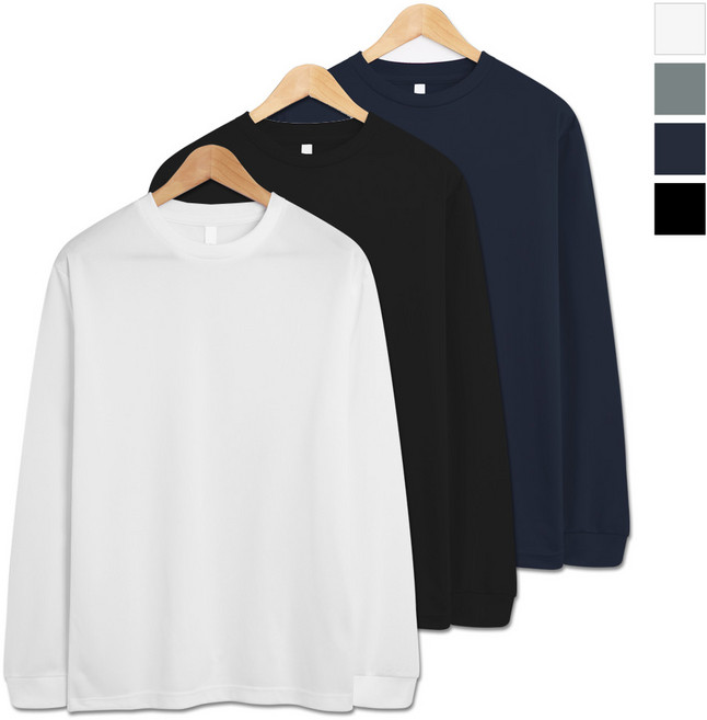 3장 세트 드라이 라운드 긴팔티 쿨티셔츠 3장세트 남여공용 기능성 냉감 긴팔 티셔츠 (SCC5340PT)