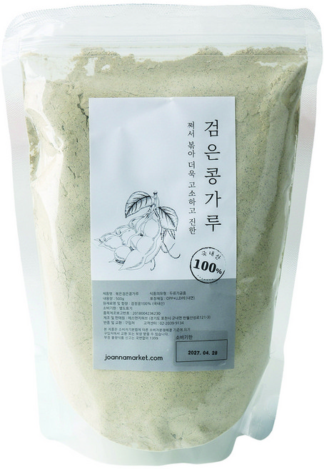 죠애나 쪄서 볶은 서리태 검은콩 가루 분말 100% 국산, 2개, 500g