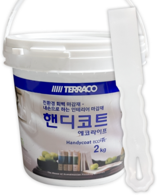 테라코 핸디코트 내부용 퍼티 2kg + 플라스틱 헤라, 1개, 백색