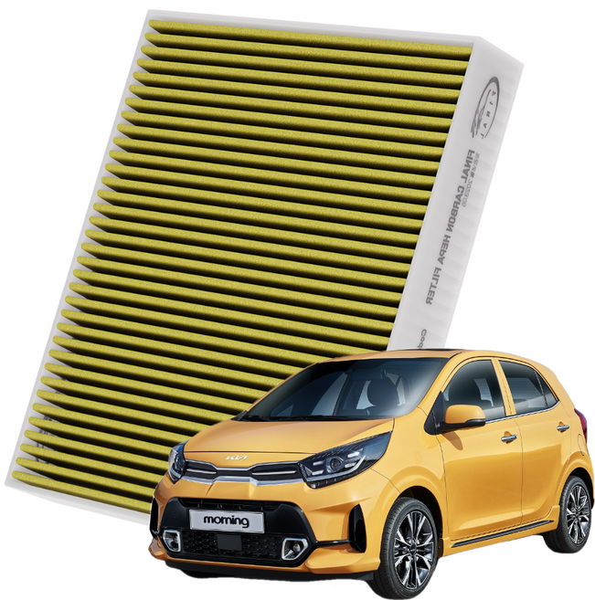 기아 모닝 전차종 자동차 에어컨 히터 필터 초미세먼지 차단 활성탄 필터, 1개, 올뉴 모닝 11년~15년-에어컨필터 A06