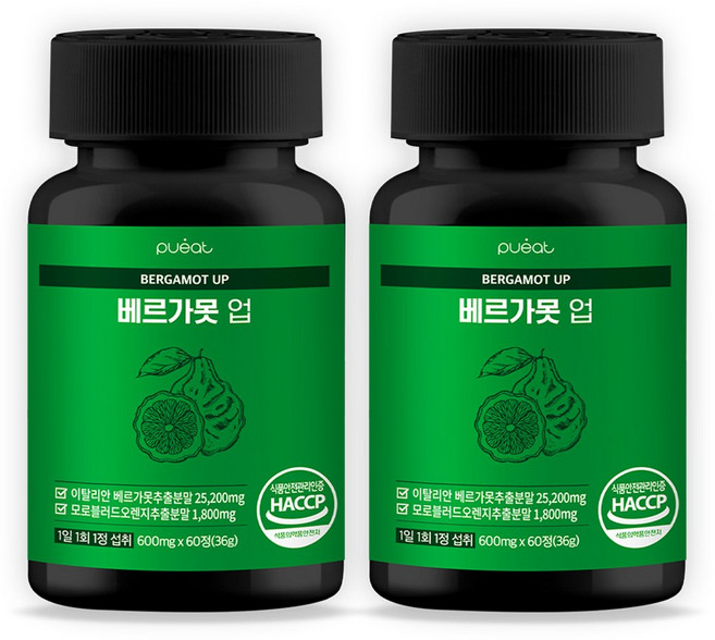 순수한건강 베르가못 모로오렌지 락토페린 고함량 25200mg, 2개, 60정