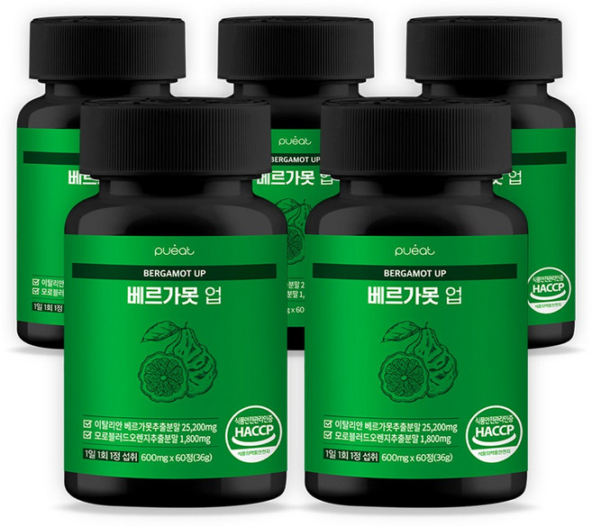 순수한건강 베르가못 모로오렌지 락토페린 고함량 25200mg, 5개, 60정