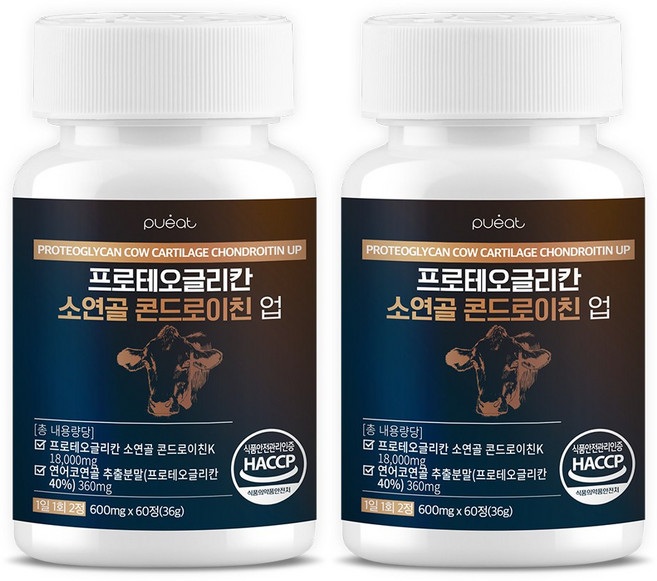 순수한건강 콘드로이친 소연골 프로테오글리칸 고함량 18 000mg, 2개, 60정
