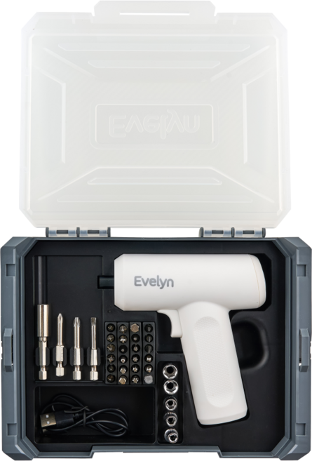 [백화점판/정품] 이블린 미니 전동 드라이버 3.7v, 스노우 화이트, 1세트