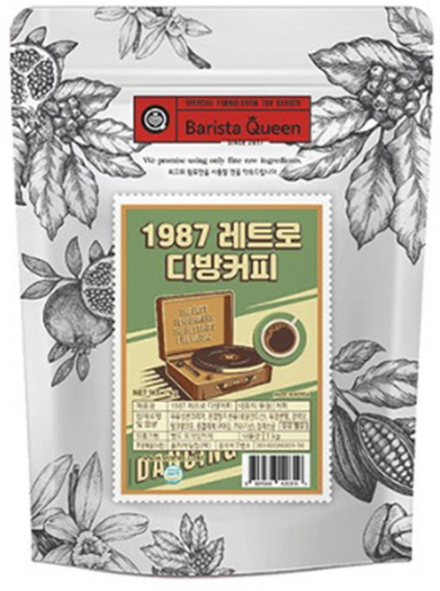 바리스타퀸 1987 레트로 다방커피 파우더, 1kg, 1개입, 1개
