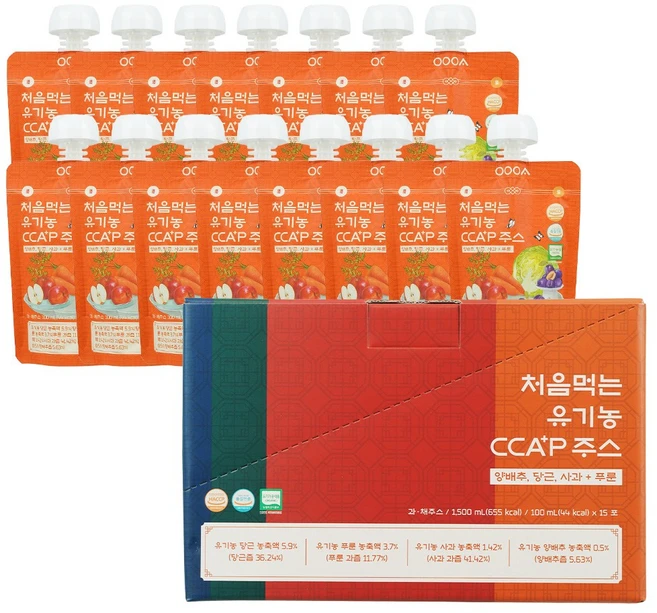 처음먹는 유기농 CCAP주스, 1박스, 1.5L - 쿠팡