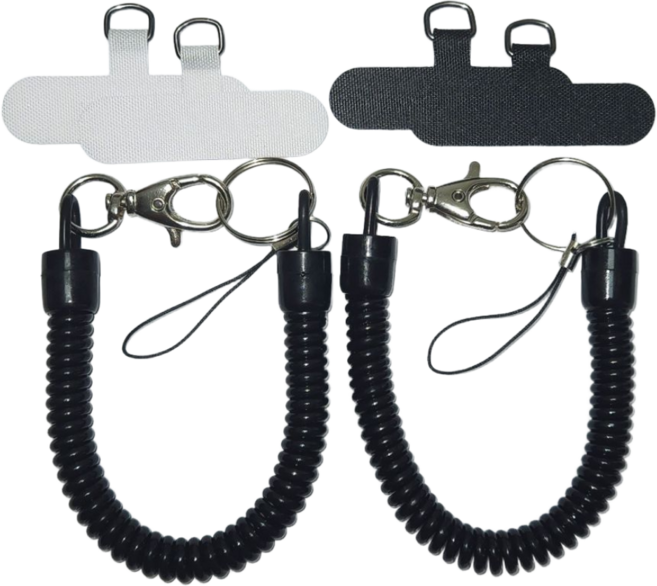 캠쉬 유럽 동남아 여행 핸드폰 도난방지 스트랩, 2개, 블랙