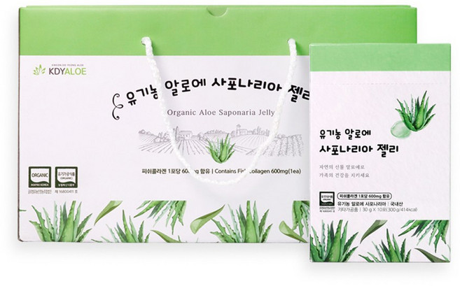 권도영 유기농 알로에 사포나리아 젤리스틱 30포+9포 (1포 30g 피쉬콜라겐 함유), 30개