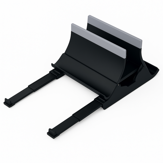 클리보(CLIVO) 3WAY 클램쉘 노트북 거치대 맥북 세로 스탠드 실리콘 패드 안정형, 블랙