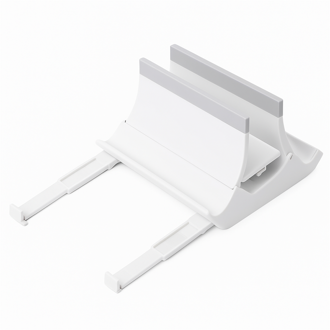 클리보(CLIVO) 3WAY 클램쉘 노트북 거치대 맥북 세로 스탠드 실리콘 패드 안정형, 화이트