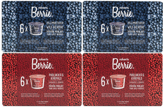 로버츠베리에 야생 빌베리 주스 2box(100ml x 12팩) + 야생 링곤베리 & 크랜베리 주스 2box(100ml x 12팩), 24개, 100ml