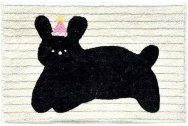 세이브데이 화장실 앞 귀여운 발매트, 블랙 토끼, 1개