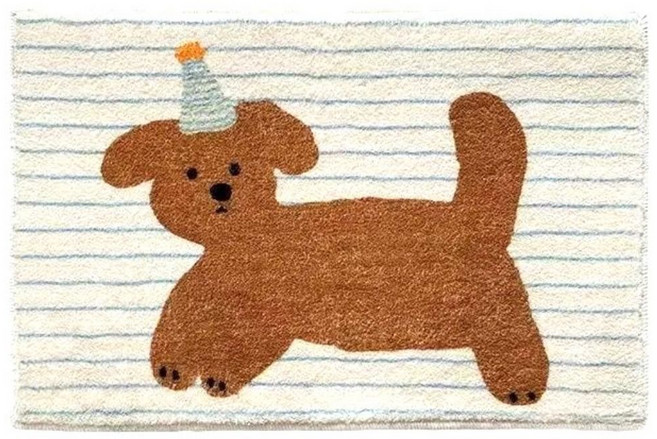 세이브데이 화장실 앞 귀여운 발매트, 브라운 강아지, 1개