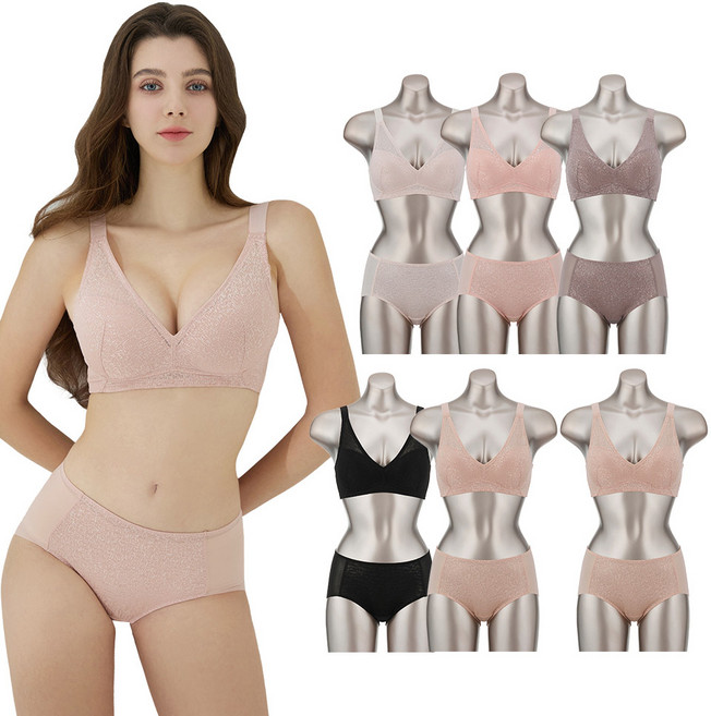 오모떼 빅사이즈 A-E컵 에센셜 노와이어 브라 팬티 12종 풀세트 OMMJBR02 FU