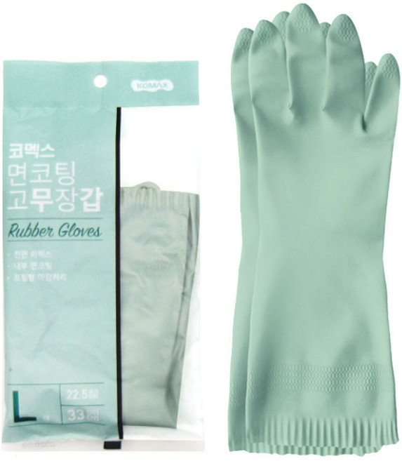 코멕스 면코팅 고무장갑, 민트, 대(L), 5개