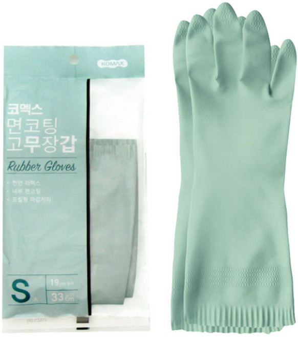 코멕스 면코팅 고무장갑, 민트, 소(S), 5개