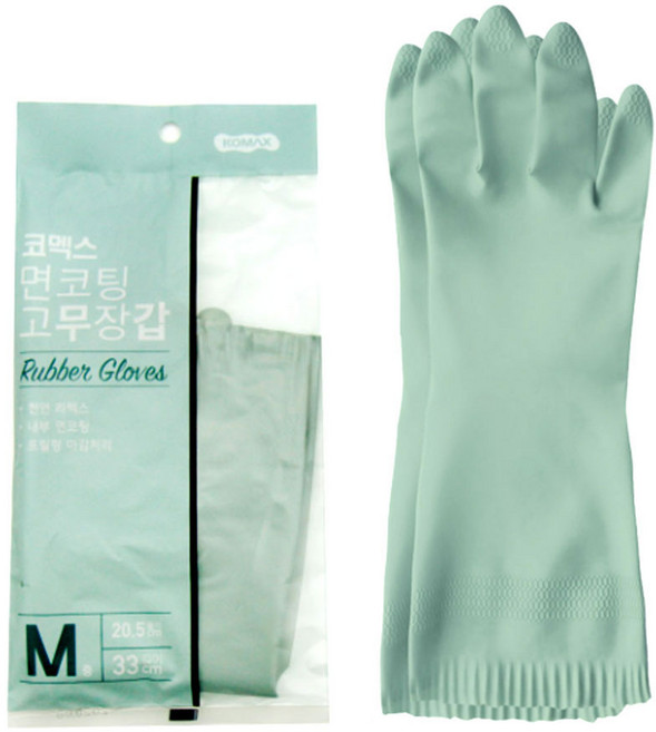 코멕스 면코팅 고무장갑, 민트, 중(M), 10개