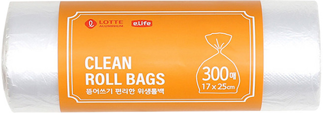 롯데 대용량 위생 크린롤백 소 17 x 25cm 300매, 3개, 300개입, 소(S)