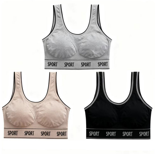 CLOREX 스포츠브라 착용감 좋은 심리스 노와이어 브라탑 3장세트