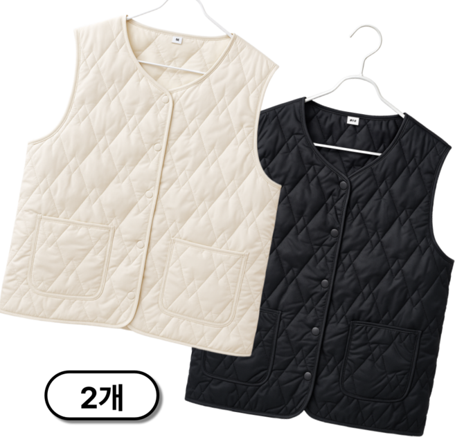 HEzi 여성 경량 패딩조끼 누빔 퀼팅 베스트 세트