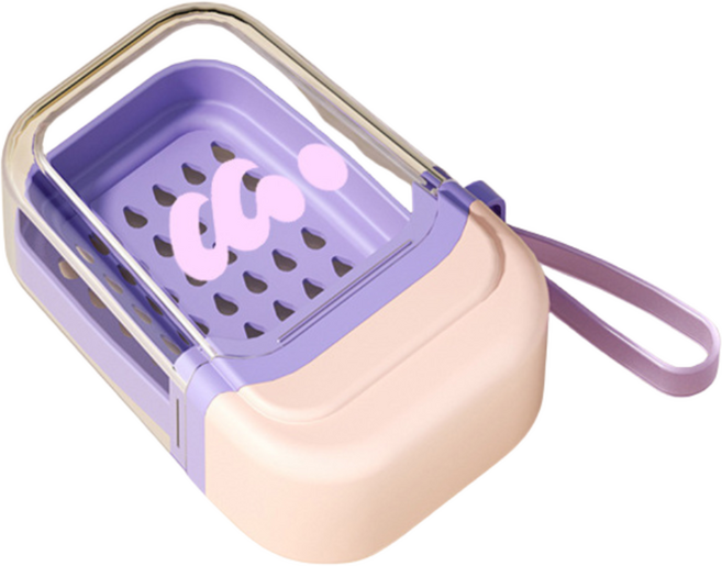 굿상품 휴대용 미니비누케이스 밀폐형 실리콘, 핑크퍼플