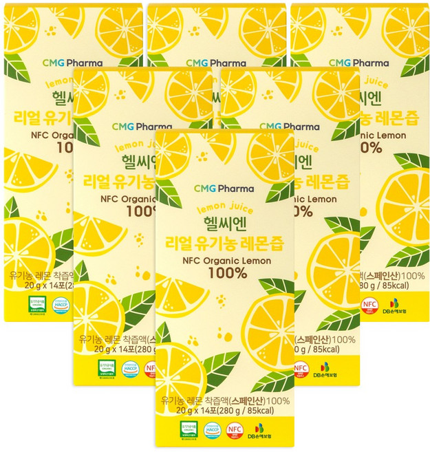 CMG제약 헬씨엔 100% 리얼 유기농 NFC 레몬즙 10박스 총140포+CMG 쇼핑백증정 1개, 10개, 280g
