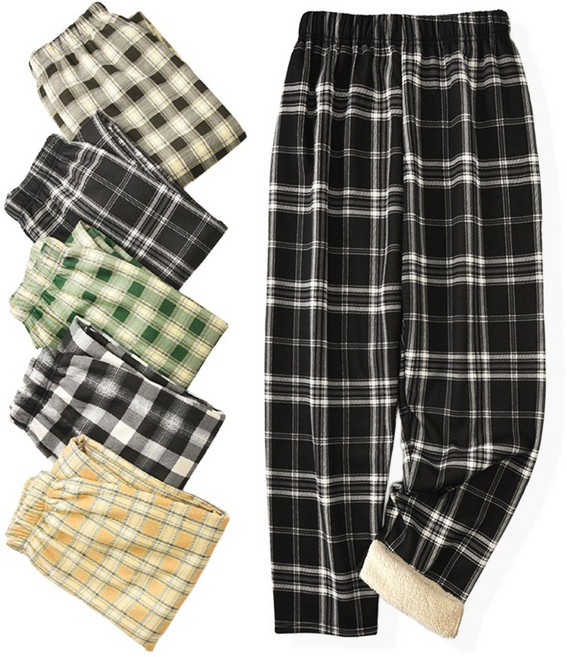 1+1 공유 양털 체크 밴딩바지 수면바지 커플잠옷 수면잠옷 겨울잠옷 여성잠옷 잠옷바지