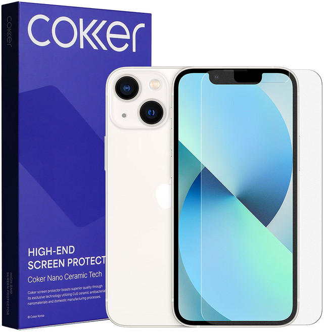 코커 아이폰 종이질감 지문방지 저반사 매트 항균 신소재 강화필름, 2개입