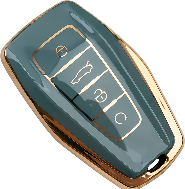 바이어블 르노삼성 콜레오스 호환 TPU 스마트 키 케이스 키홀더 키링, 4버튼(TA82), 그레이골드