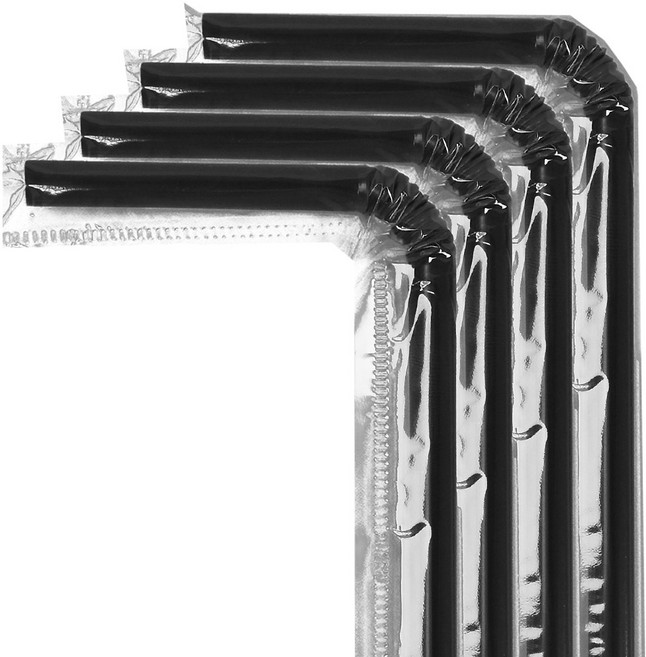자바라빨대 검정 스트로우 7x210mm 개별포장 4팩 (2000개), 1세트, 2000개입