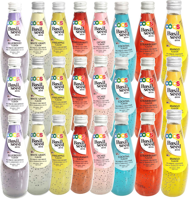 쿠스 바질씨드 드링크 8종, 24개, 290ml