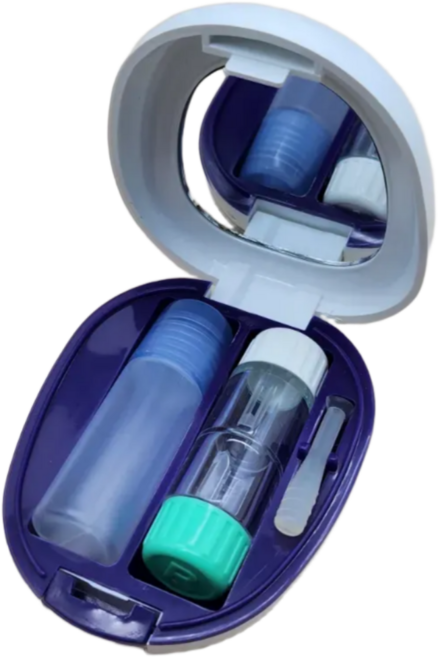 퀸즈아이 렌즈캐리어 하드렌즈 드림렌즈캐리어 에그(식염수통1+렌즈케이스(스카이블루1)+석션(연두1), 1개, 화이트