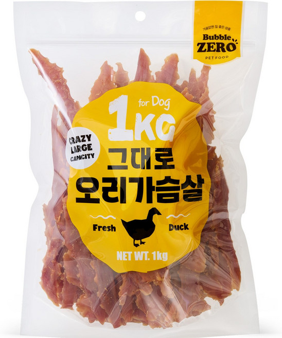 버블제로 신선함 그대로 대용량 강아지 육포, 1개, 1kg, 오리가슴살