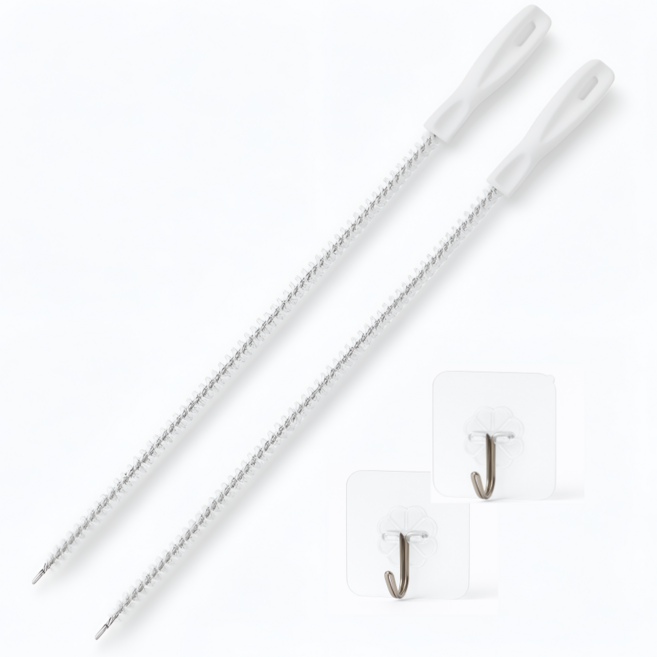 유블링 화장실 청소솔 세면대 뚫어뻥 + 후크 걸이, 2개