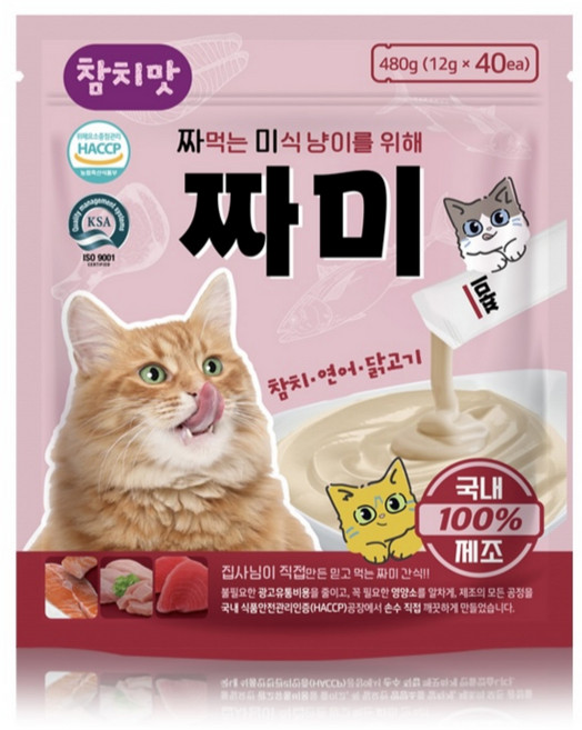 짜미 국내생산 1등급 짜먹는 고양이 간식 3세트 120P, 12g, 120개, 참치