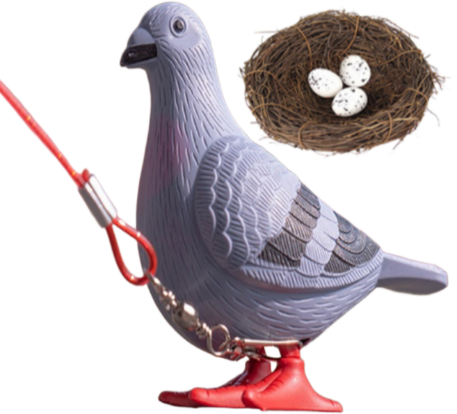 하이바잉 재밌는데 쓸모없는 선물 비둘기 태엽 인형 알 포함, 회색 비둘기, 1개
