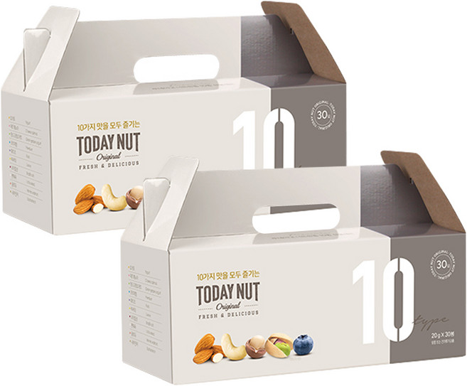 투데이넛 너트한줌 혼합 10종 견과 선물세트 30개입, 2세트