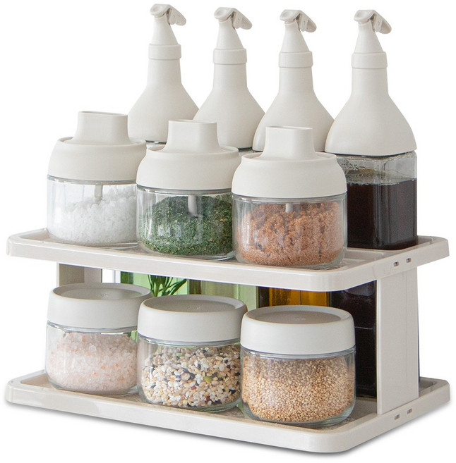 라라밤 올인원 양념통 세트 아이보리 밀폐, 오일병 4p+스푼양념통 3p+기본양념통 3p+선반 1p, 1세트