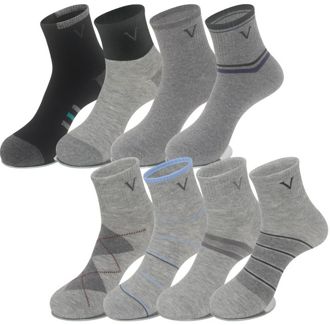 발렌티노크리스티 8켤레set 남자 기능성 면100+드라이텍스 모던베이직 데일리 중목 양말