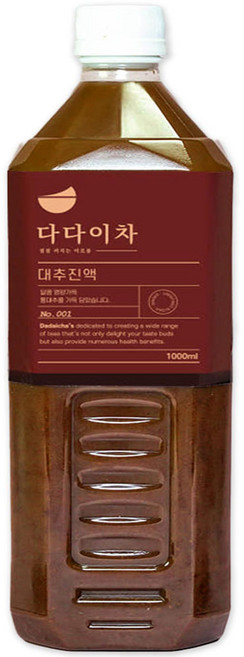 다다이차 바른 무설탕 제로 통대추 갈아 넣은 걸죽하고 진한 대추진액 대추차, 1개, 1개입, 1L