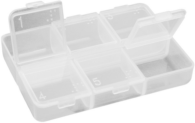 국산 알약 케이스 6칸 휴대용약통 약케이스 점자약통, 4개