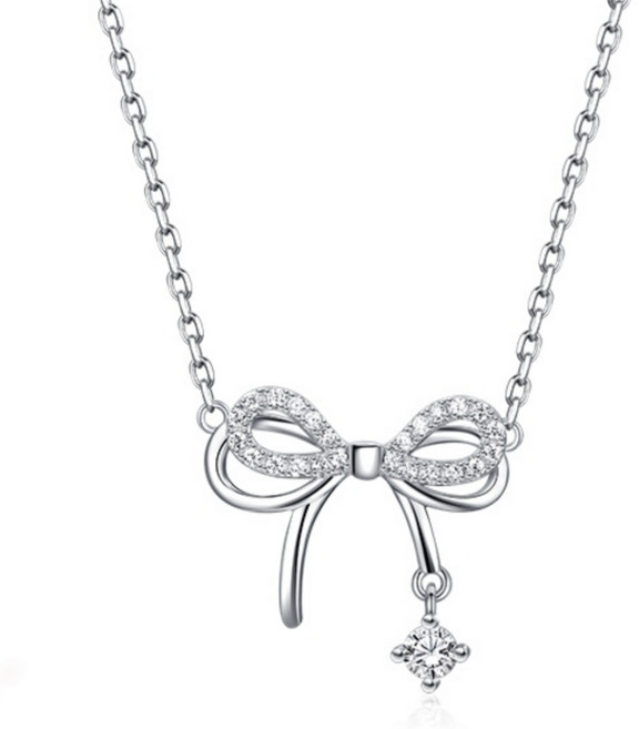 COCOYOU 여성 데일리 리본 실버 목걸이 생일 선물 독특한 디자인 X015