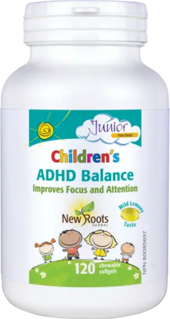 어린이 청소년 수험생 ADHD 과잉행동 주의력 기억력 집중력 결핍 영양제 레몬맛 츄어블 120 소프트젤 뉴루츠 캐나다 직구 New Roots Children ADHD Balance, 120정, 1개