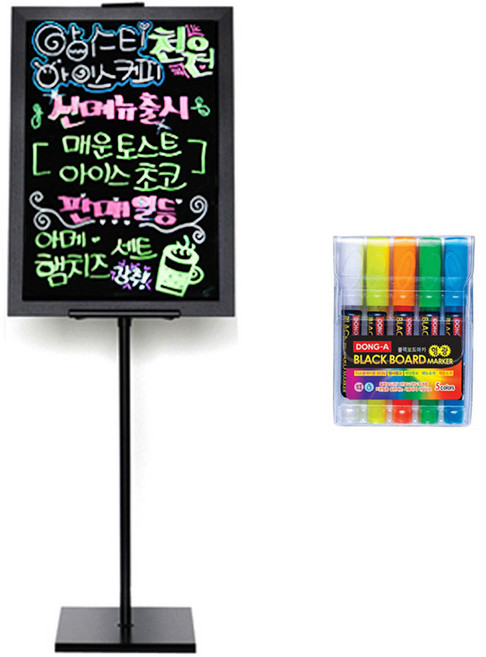 (주)대상플러스 일반 블랙보드판+5색마카+원폴이젤 블랙, 동아5색마카+원폴이젤 블랙