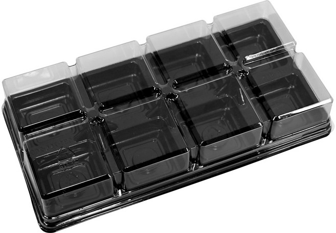 양갱 화과자 명절 포장용기 PET 사각 케이스 8구, 20개