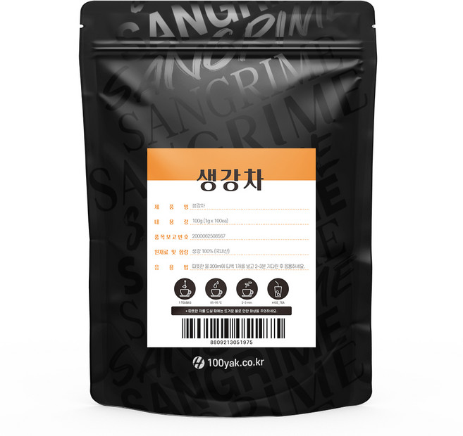 산그리메 국내산 생강차 100티백 대용량 PLA 생분해필터 삼각티백차, 1개, 100개입, 100g