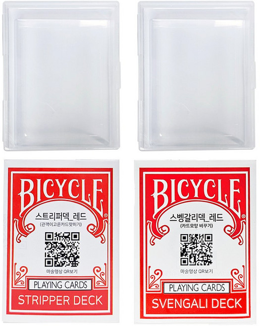 바이시클 정품 마술카드 1+1 스트리퍼덱+스뱅갈리덱 레드 USPCC 808버전 카드케이스 포함 JLCC, 1개
