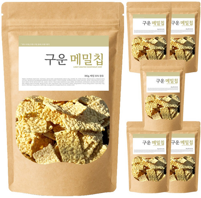 경주천년상회 구운 황금 메밀칩 구운버큇칩 메밀과자 스낵 건강간식 국내가공, 6개, 180g